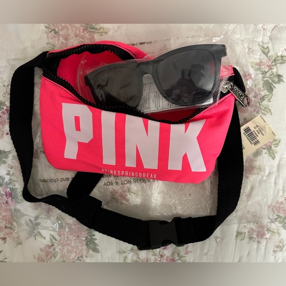 Victoria’s Secret PINK #pinkspringbreak Fanny Pack and Sunglasses NWT - Picture 1 of 7